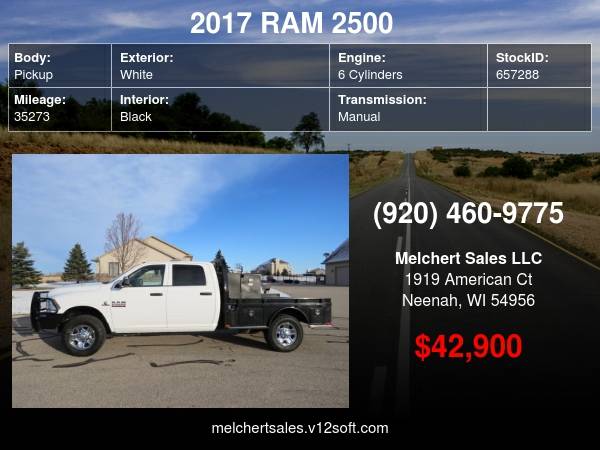 2017 DODGE RAM 2500 CREW DIESEL 4WD FLAT BED CM BED ONLY 35K - cars... for sale in Neenah, WI – photo 24