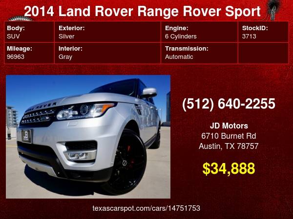2014 Land Rover Range Sport Dynamic Supercharged V6 Custom AWD for sale in Austin, TX – photo 24