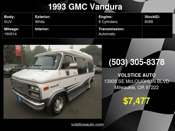 1993 GMC Vandura G2500 *WHITE* CONVERSION*RAISED ROOF* NICE VAN ! -... for sale in Milwaukie, OR