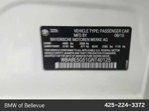 2016 BMW 3 Series 320i xDrive AWD All Wheel Drive SKU:GNT40125 for sale in Bellevue, WA – photo 24
