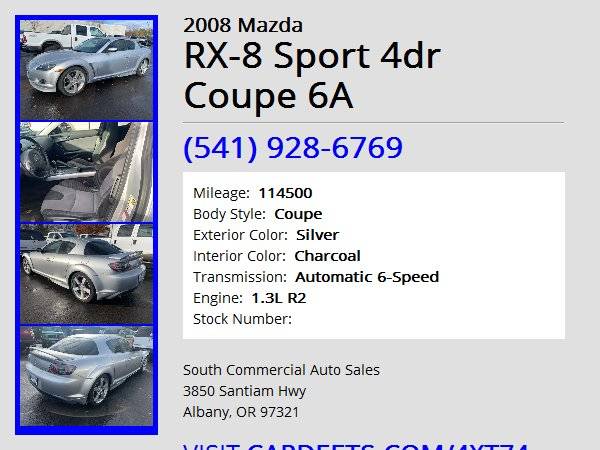 2008 Mazda RX-8 Sport Coupe 6A - cars & trucks - by dealer - vehicle... for sale in Albany, OR – photo 6