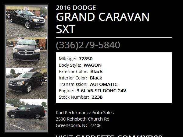 2016 DODGE GRAND CARAVAN SXT - - by dealer - vehicle for sale in Greensboro, NC – photo 22