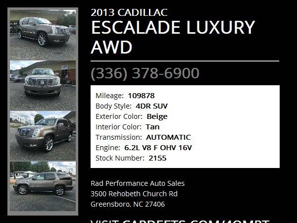 2013 CADILLAC ESCALADE LUXURY AWD for sale in Greensboro, NC – photo 22