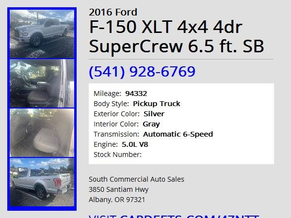 2016 Ford F-150 XLT 4x4 - - by dealer - vehicle for sale in Albany, OR – photo 9