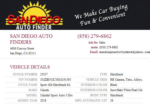2018 Mazda Mazda3 Sport SKU: 23337 Mazda Mazda3 Sport Hatchback for sale in San Diego, CA – photo 24