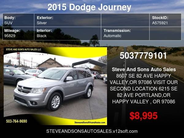 2015 Dodge Journey SXT 4dr SUV - - by dealer - vehicle for sale in Happy Valley, WA – photo 22