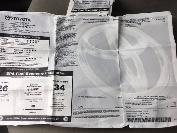 2011 TOYOTA COROLLA LE *1 OWNER *LOW MILES *NEWER TIRES* 3 SET OF... for sale in Lutz, FL – photo 21
