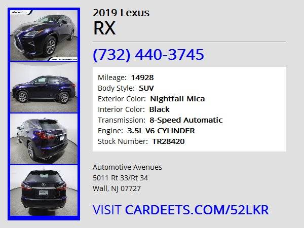 2019 Lexus RX, Nightfall Mica - - by dealer - vehicle for sale in Wall, NJ – photo 22
