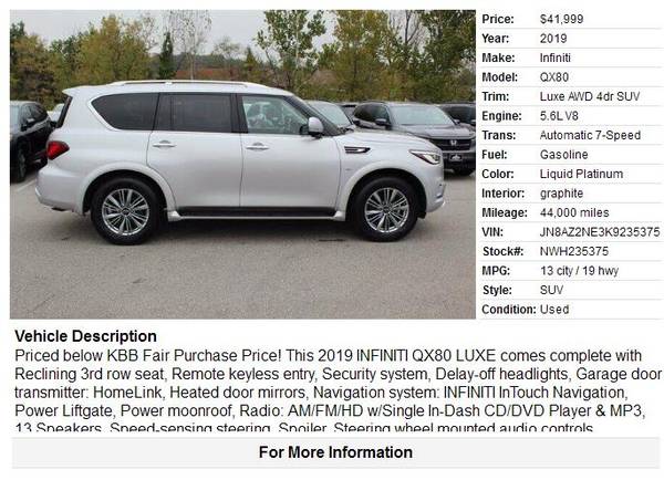 2019 Infiniti QX80 - cars & trucks - by dealer - vehicle automotive... for sale in Jefferson City, MO – photo 2