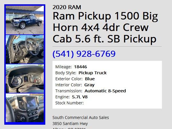 2020 RAM Ram Pickup 1500 Big Horn 4x4 Crew Cab SB - cars & trucks -... for sale in Albany, OR – photo 23