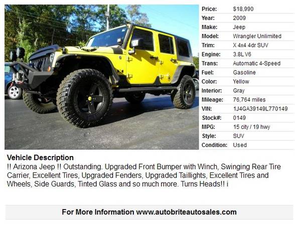2009 Jeep Wrangler Unlimited from Arizona for sale in Perry, OH – photo 2