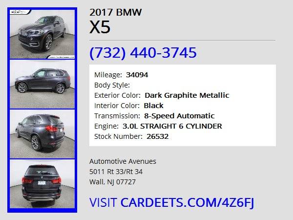 2017 BMW X5, Dark Graphite Metallic - - by dealer for sale in Wall, NJ – photo 22