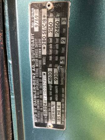 1969 Mercedes 280 se low grill Coupe for sale in Nazareth, PA – photo 14