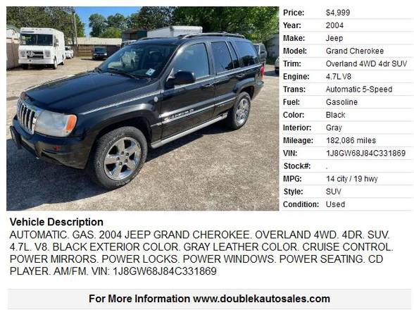 2004 JEEP GRAND CHEROKEE SUV 4WD - - by dealer for sale in Baton Rouge , LA – photo 2