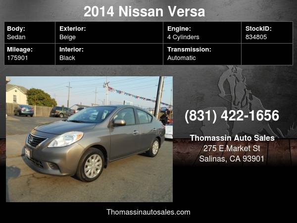 2014 Nissan Versa 4dr Sdn CVT 1 6 S Plus - - by dealer for sale in Salinas, CA