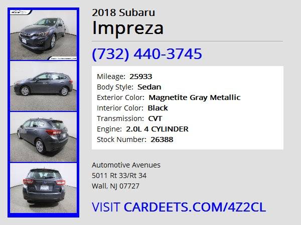 2018 Subaru Impreza, Magnetite Gray Metallic - cars & trucks - by... for sale in Wall, NJ – photo 22