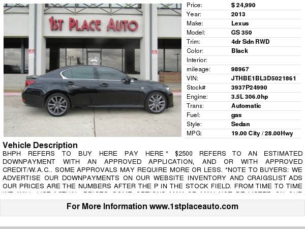 2013 Lexus GS 350 4dr Sdn RWD for sale in Watauga (N. Fort Worth), TX