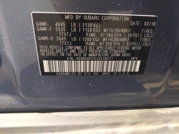 2018 Subaru Outback Premium AWD All Wheel Drive SKU:J3316077 - cars... for sale in Mobile, AL – photo 24