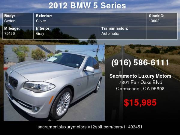 2012 BMW 5 Series 535i LOW 75K MILES LOADED WARRANTY with for sale in Carmichael, CA – photo 24