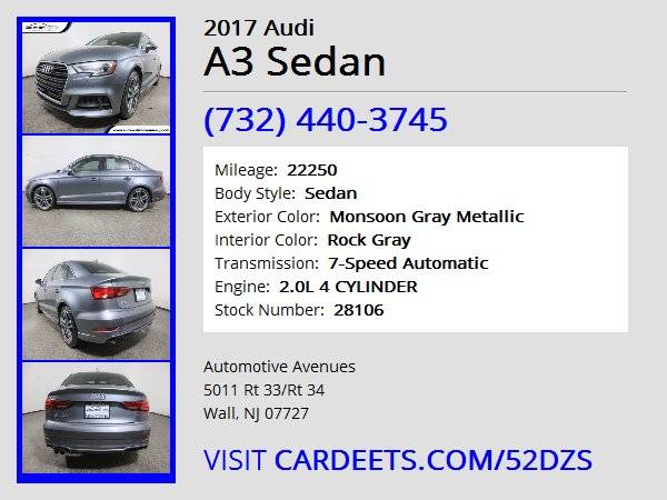 2017 Audi A3 Sedan, Monsoon Gray Metallic - - by for sale in Wall, NJ – photo 22
