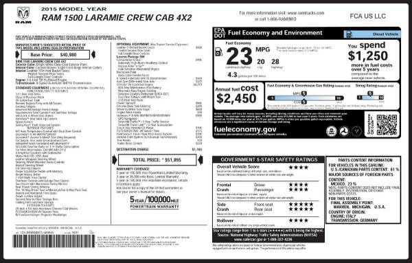 2015 Dodge Ram 1500 LARAMIE CREW CAB 4X2 DIESEL EZ FINANCING-BEST P... for sale in Houston, TX – photo 2
