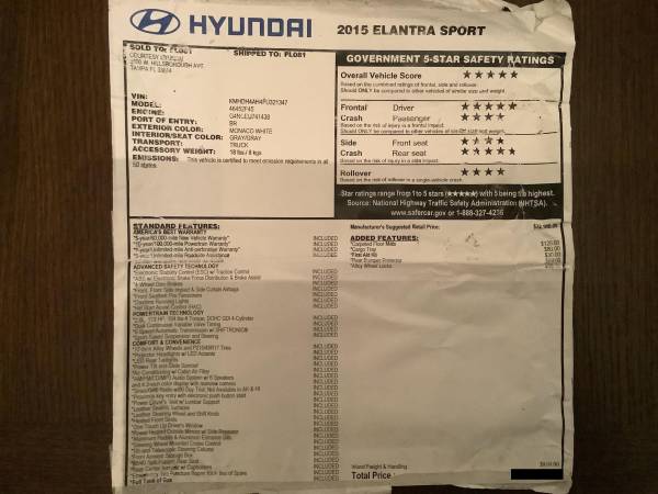 2015 Hyundai Elentra Sport for sale in TAMPA, FL – photo 21