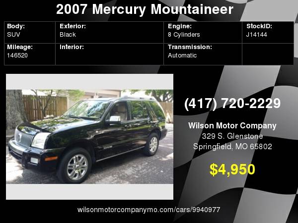 2007 Mercury Mountaineer V8 Premier 3rd row ! with Analog clock for sale in Springfield, MO – photo 20