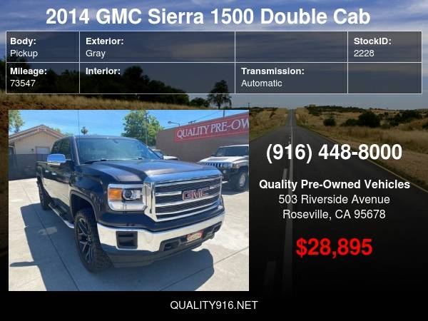 2014 GMC Sierra 1500 Double Cab Pickup 4D 6 1/2 ft SE ACEPTA ITIN for sale in Roseville, NV