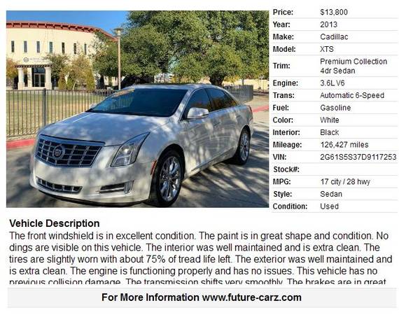2013 Cadillac XTS Premium Collection 4dr Sedan - cars & trucks - by... for sale in Roseville, CA – photo 2