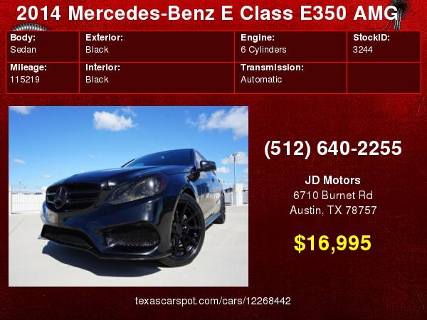 2014 Mercedes E 350 AMG Sport *(( Triple Black E350 ))* CUSTOM !! for sale in Austin, TX – photo 24
