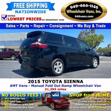 2015 Toyota Sienna L Wheelchair Van AMT Vans - Manual Fold Out Ramp for sale in Laguna Hills, CA – photo 7
