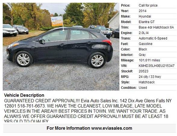 14 ELANTRA HATCHBACK...$99 DOWN*..GUARANTEED CREDIT APPROVAL for sale in Glens Falls, NY – photo 2