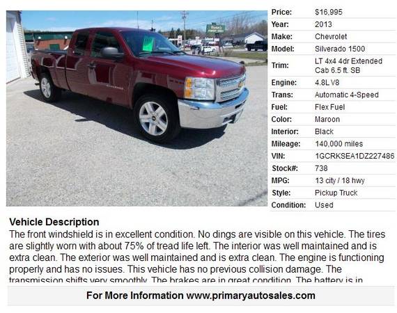 2013 CHEVY SILVERADO 1500 - - by dealer - vehicle for sale in Sabattus, ME – photo 2