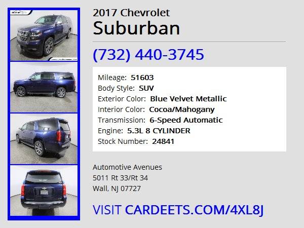 2017 Chevrolet Suburban, Blue Velvet Metallic - cars & trucks - by... for sale in Wall, NJ – photo 22
