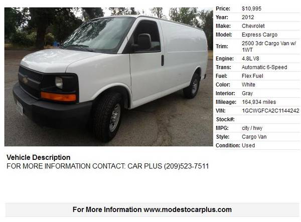 2013 CHEVROLET EXPRESS 2500 FULL SIZE CARGO VAN FLEX FUEL ONE OWNER for sale in Modesto, CA – photo 23