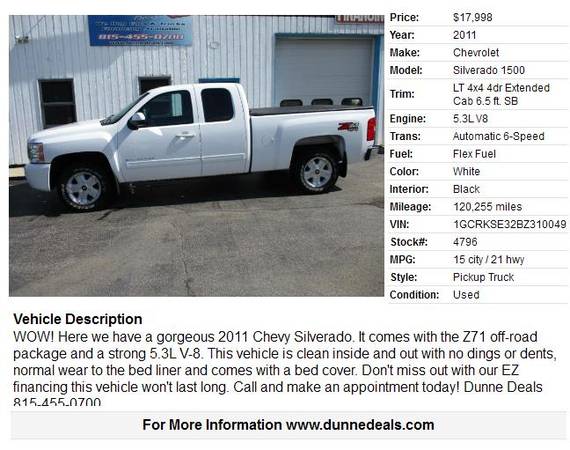 2011 Chevrolet Silverado 1500 LT Z71 4x4 Ext Cab 6 5 ft SB One for sale in Crystal Lake, IL – photo 2