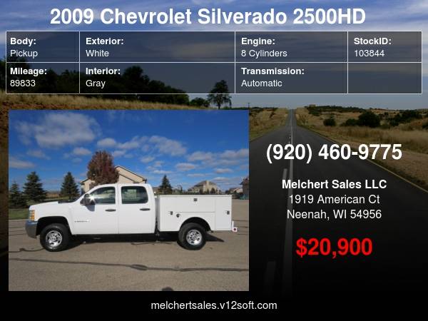 2009 CHEVROLET 2500HD CREW 6.0L RWD UTILTY NEW TIRES 89K MILES -... for sale in Neenah, WI – photo 24