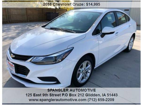 2016 CHEVY CRUZE LT*42K*BACKUP CAM*REMOTE START*HEATED SEATS*CLEAN!! for sale in Glidden, IA
