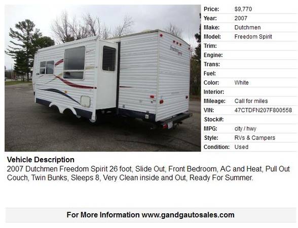 2007 Dutchmen Freedom Spirit - - by dealer - vehicle for sale in Merrill, WI – photo 2