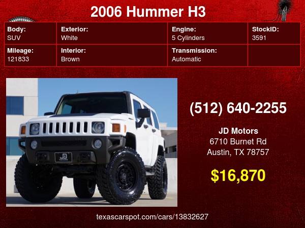 2006 HUMMER H3 Lifted Mods Custom Interior STUNNING - cars & for sale in Austin, TX – photo 24