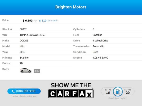 2010 Dodge *Nitro* *SXT* *4WD!* *4 WD!* *4-WD!* FOR ONLY $110/mo! -... for sale in Brighton, MI – photo 2