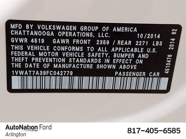 2015 Volkswagen Passat 1.8T Wolfsburg Ed SKU:FC042779 Sedan - cars &... for sale in Arlington, TX – photo 24