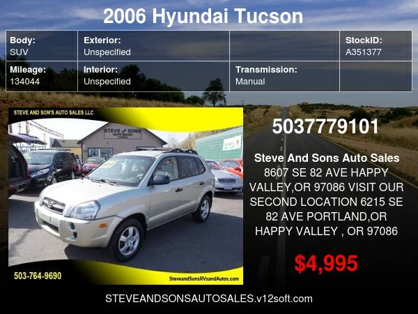 2006 Hyundai Tucson GL 4dr SUV - - by dealer - vehicle for sale in Happy valley, OR – photo 19