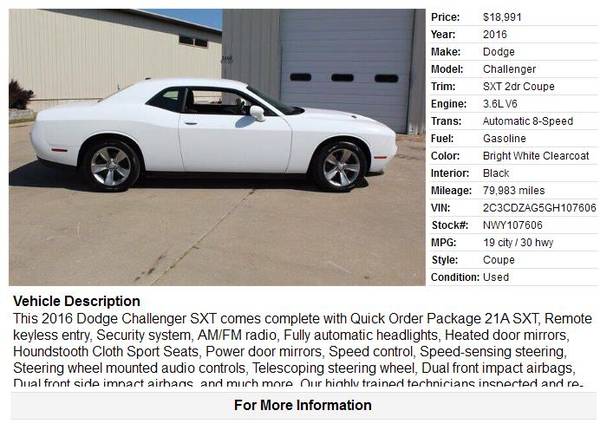 2016 Dodge Challenger SXT - cars & trucks - by dealer - vehicle... for sale in Jefferson City, MO – photo 2
