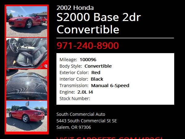 2002 HONDA S2000 HARD TOP CONVERTIBLE LIKE NEW MUST HAVE!! for sale in Salem, OR – photo 10