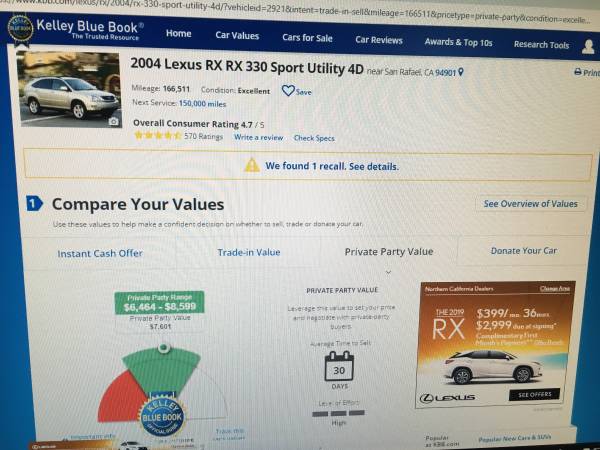 LEXUS RX330. NO Accidents Carfax. Excellent 2004. Loaded. for sale in San Rafael, CA – photo 22