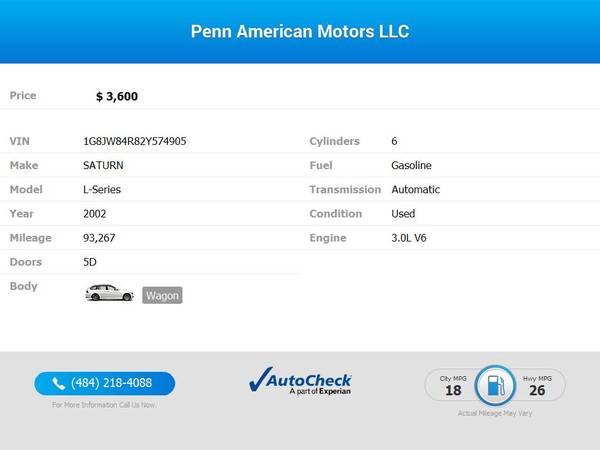 2002 Saturn LSeries L Series L-Series LW300Wagon LW 300 Wagon for sale in Allentown, PA – photo 2