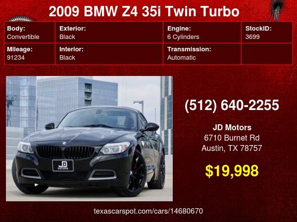 2009 BMW Z4 Convertible ( Twin Turbo Cabriolet ) Triple Black for sale in Austin, TX – photo 24