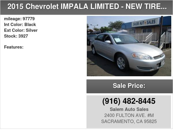 2015 Chevrolet Impala Limited - NEW TIRES - RECENTLY SMOGGED - AC for sale in Sacramento, NV – photo 20