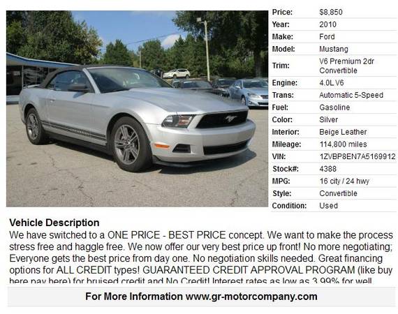 2010 Ford Mustang Premium Convertible-Leather, SYNC, Shaker Stereo! for sale in Garner, NC – photo 2